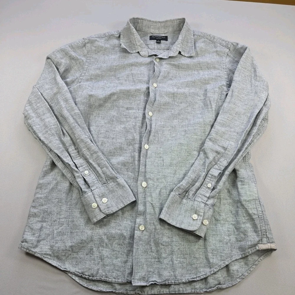 Banana Republic Men's Large Gray Linen Blend Long Sleeve Button-Up Shirt